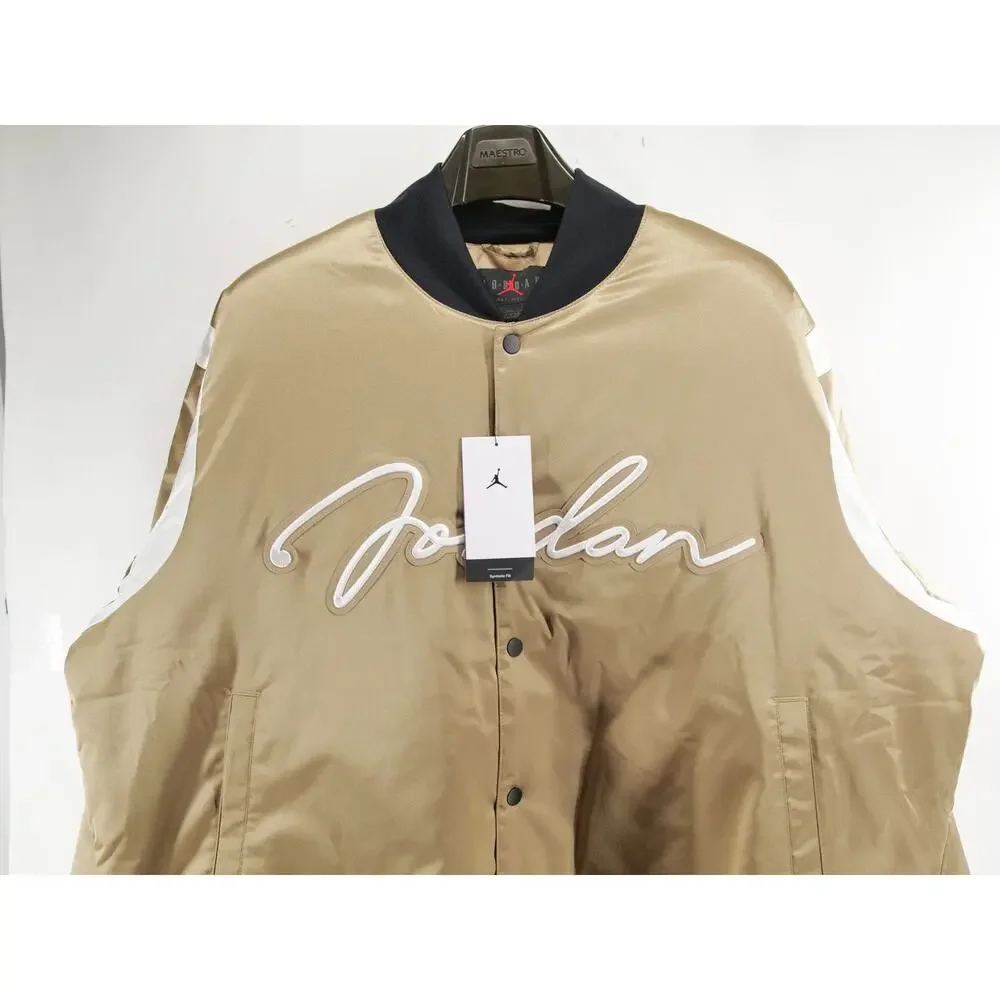 Jordan Mens XXL MVP HBR Varsity Jacket Desert Camo Sail Gold Satin Bomber NWT